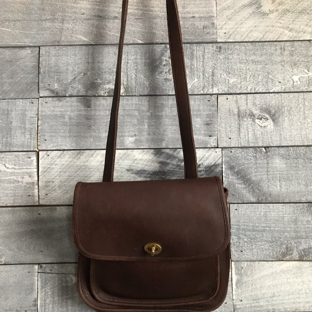 Vintage Coach brown leather crossbody purse